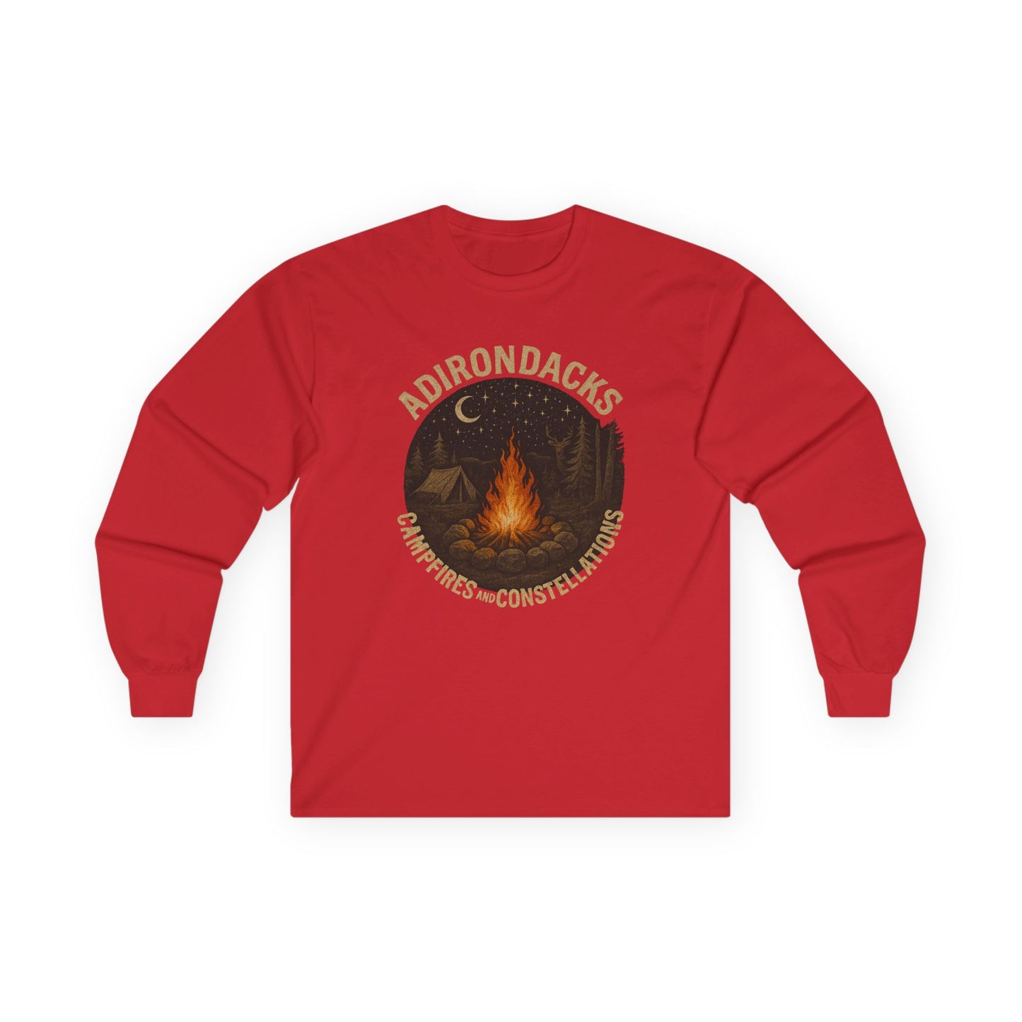Adirondack Outdoorsman Long Sleeve Tee - "Campfires & Constellations"