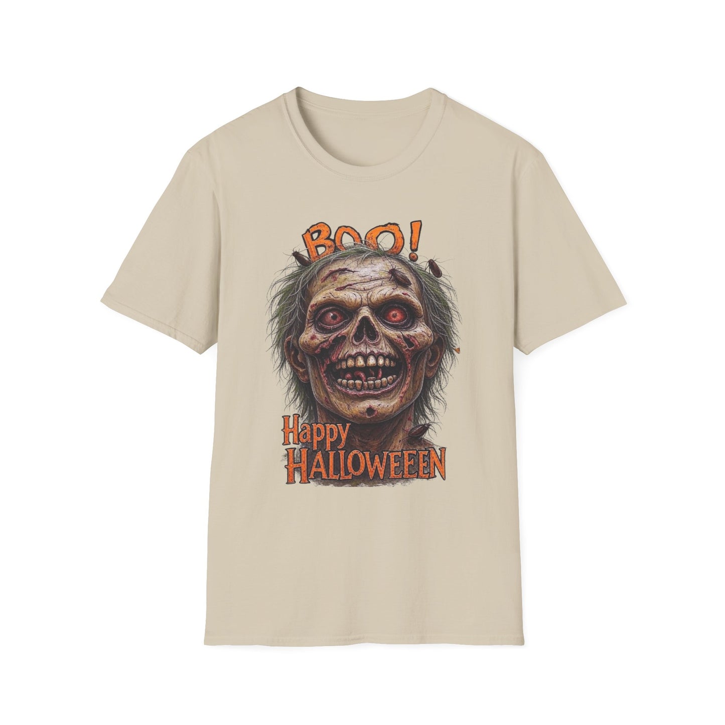Halloween Desiccated Zombie Skull Graphic Tee-Shirt