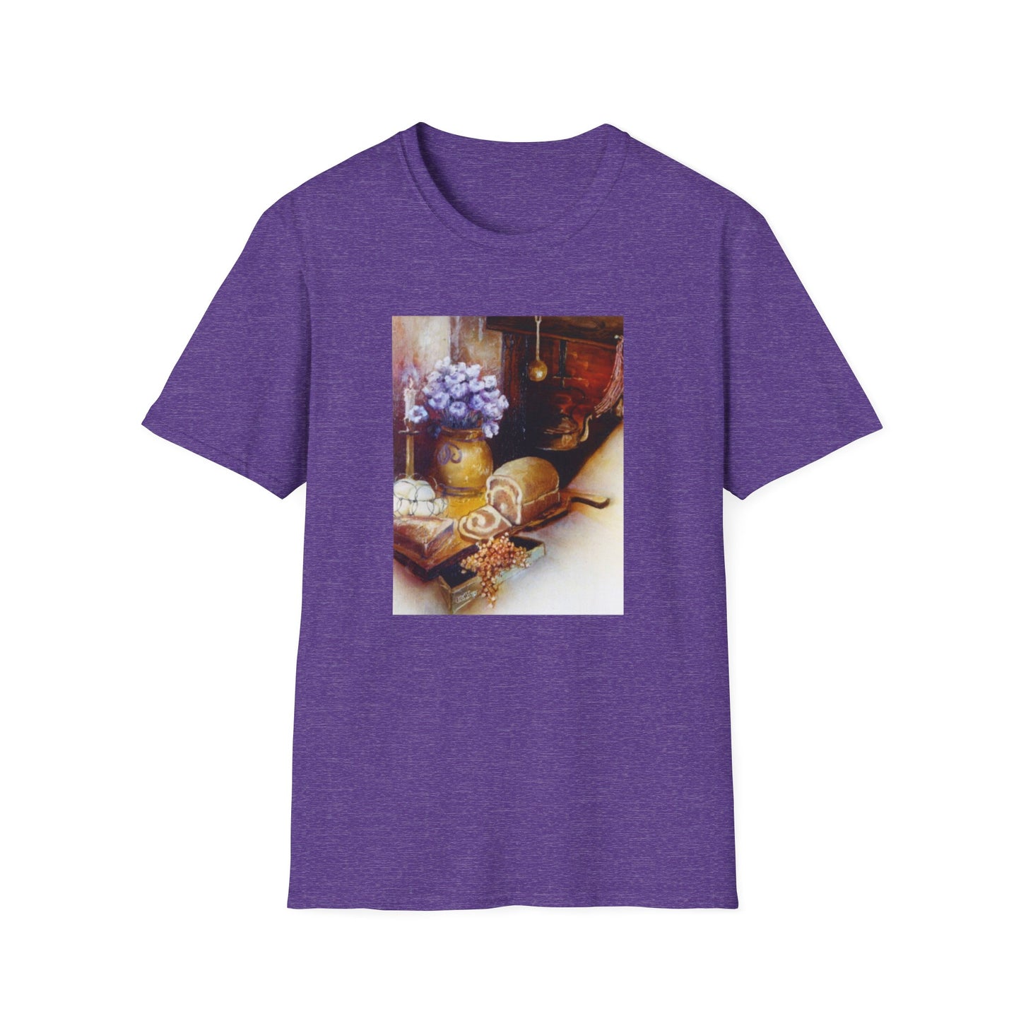 Charming 1960s-Era Original Art Tee Shirt - "Countryside Hearth"