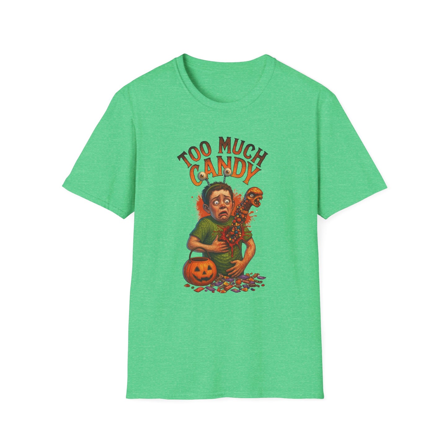 Halloween Alien Chest Buster "Too Much Candy" Graphic Tee Shirt