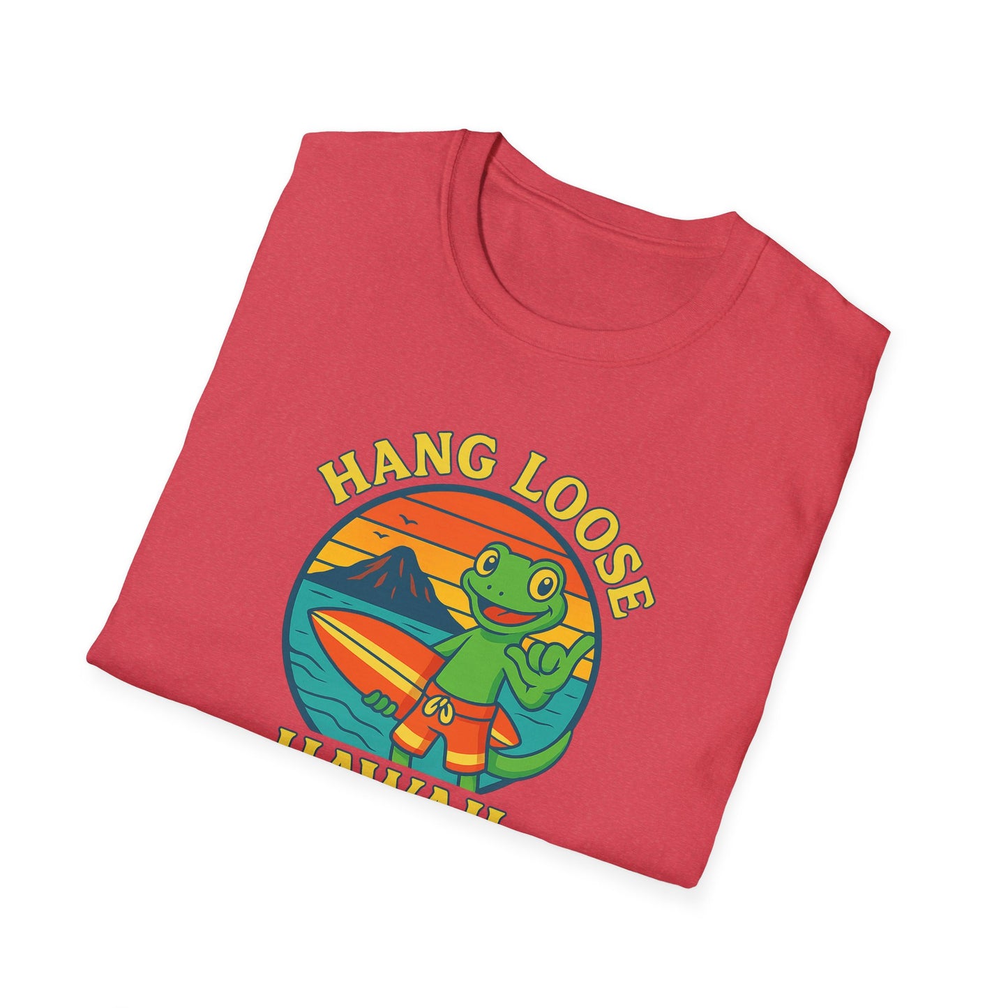 Hawaiian Surf T-Shirt, "Hang Loose Hawaii" Graphic Tee