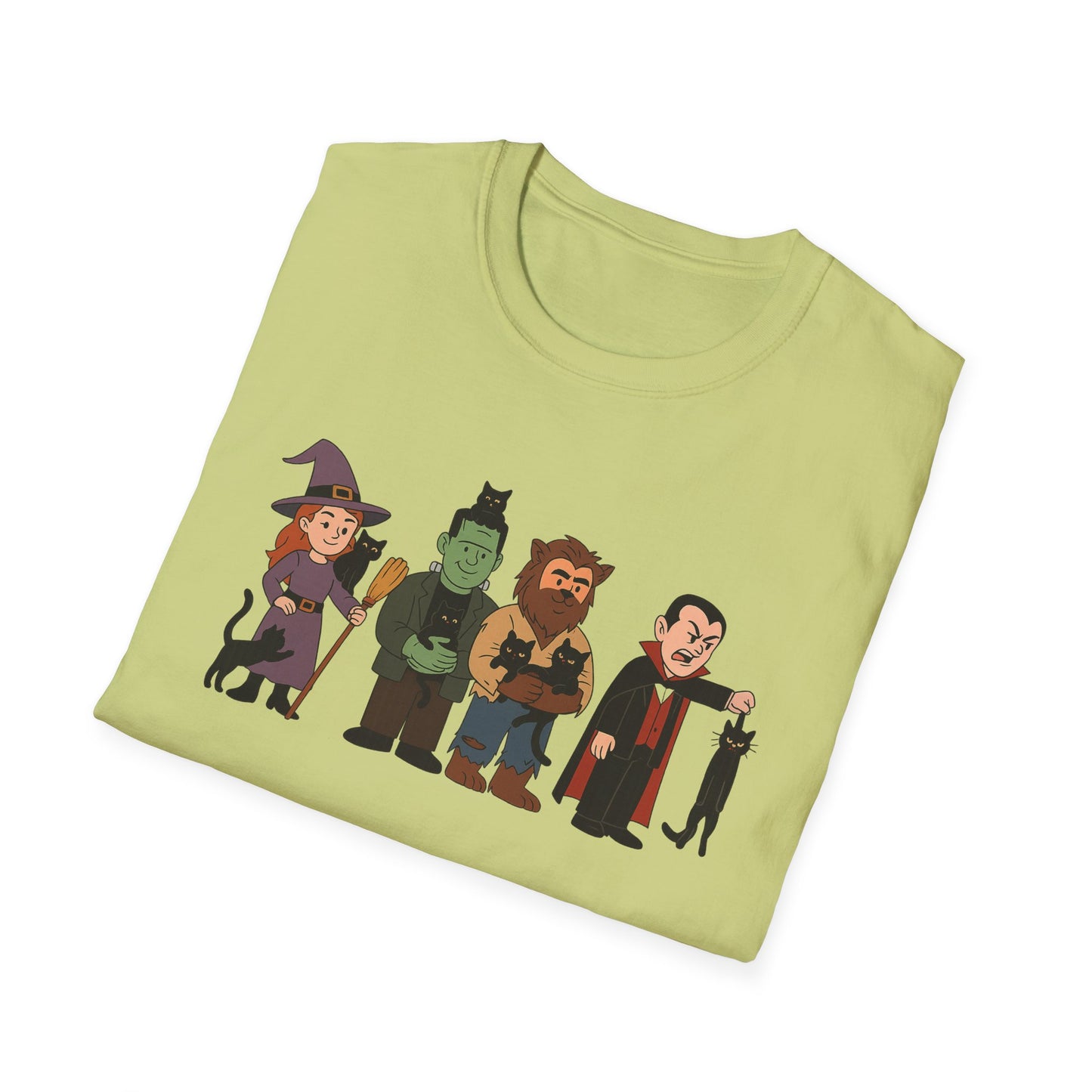 Playful Monsters Holding Cats Halloween Casual Tee-Shirt
