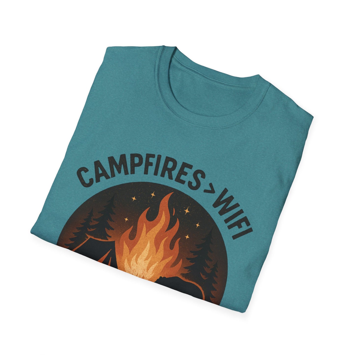 Campfire Over Wifi Vibes Graphic Tee-Shirt