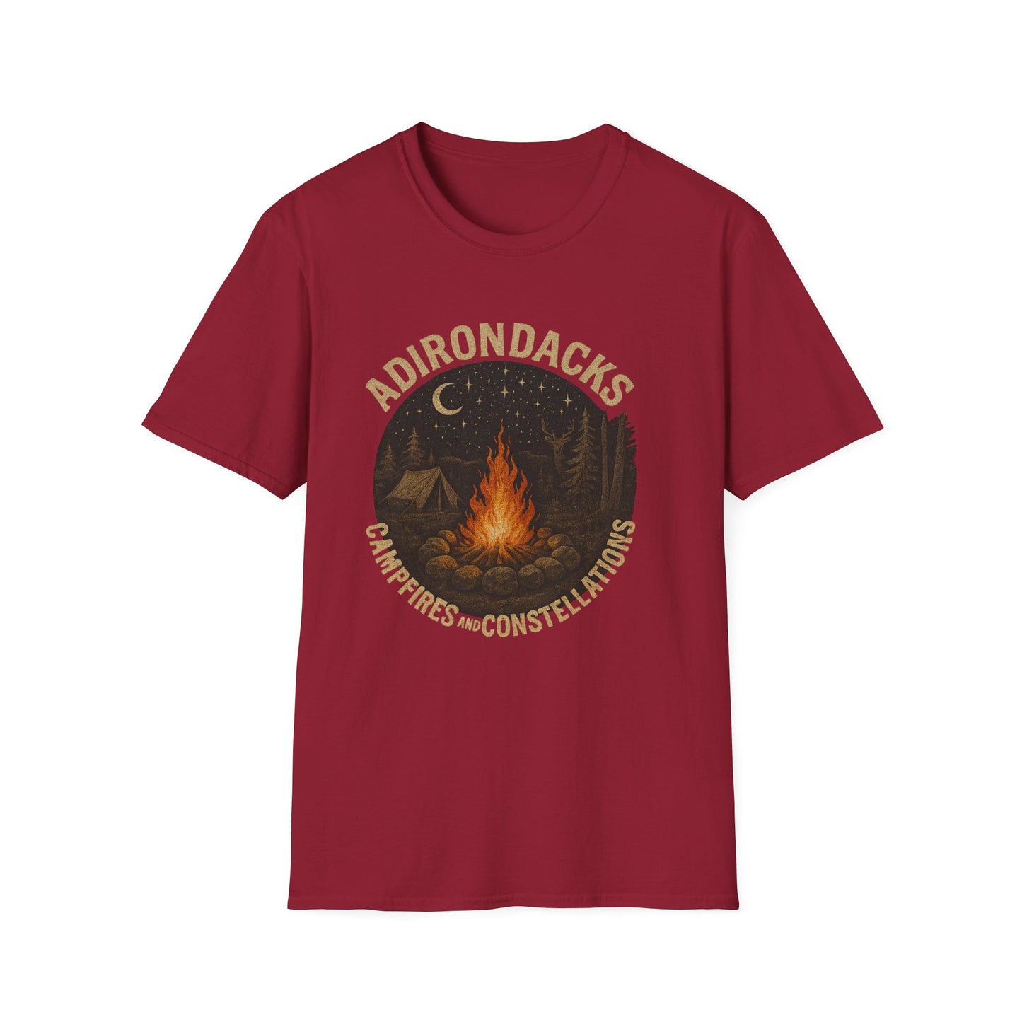 Adirondacks Outdoorsman Softstyle Tee-Shirt - "Campfires and Constellations"