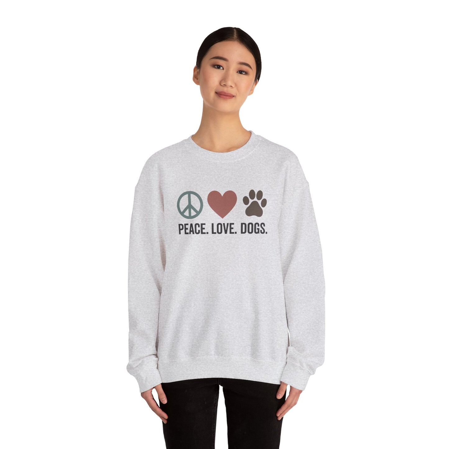 "Peace Love Dogs" Cozy Pet Lover's Crewneck Sweatshirt