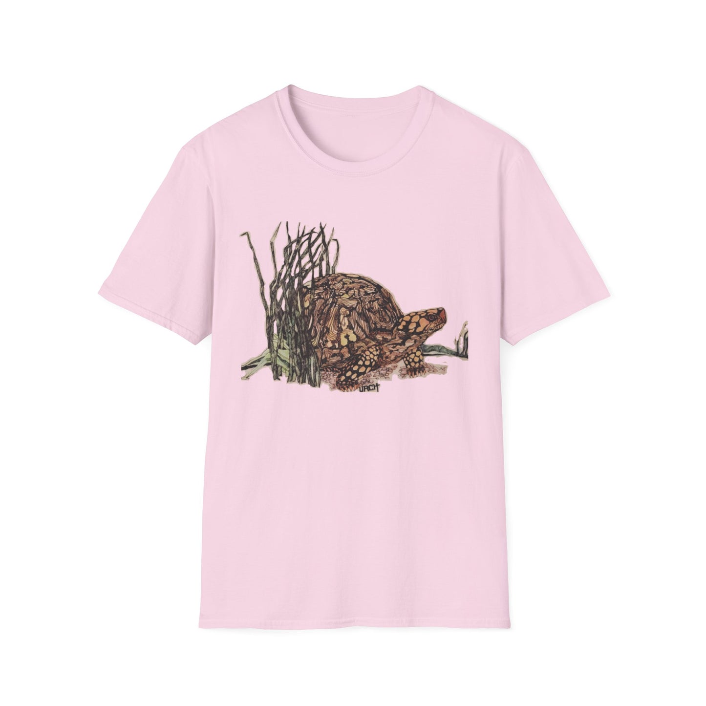 Custom Pen and Ink Artwork, Nature Scene Tee-Shirt - "Turtle Run"