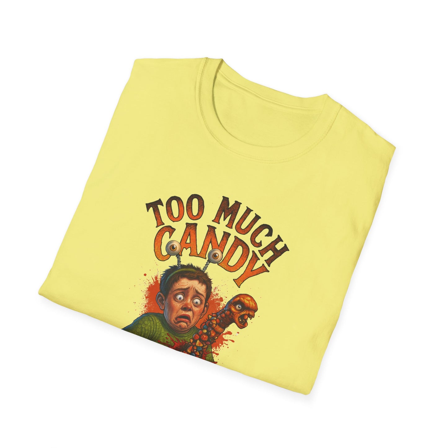 Halloween Alien Chest Buster "Too Much Candy" Graphic Tee Shirt