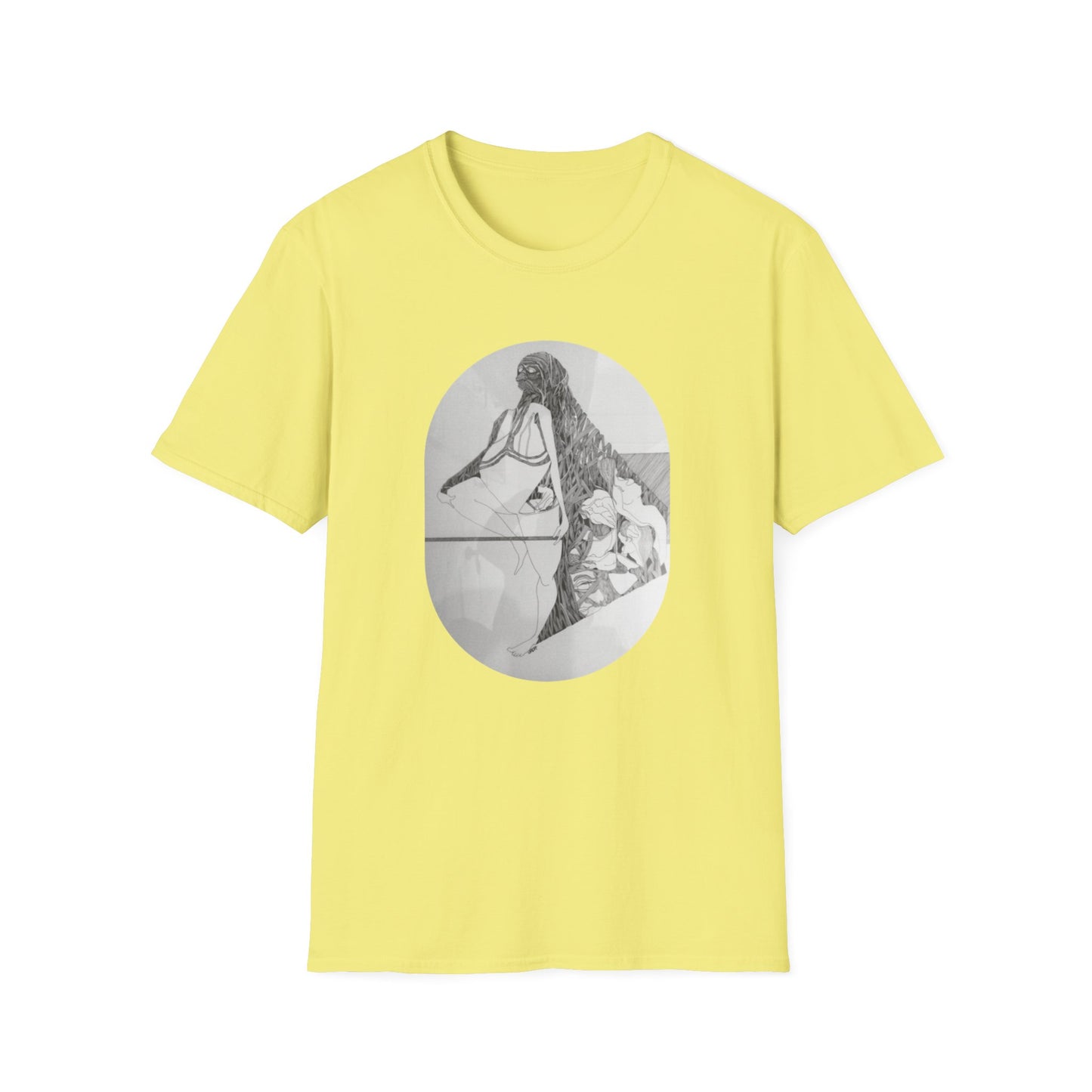 Creative and Whimsical 1960s Pen and Ink Art Tee- "Runes of Regret"