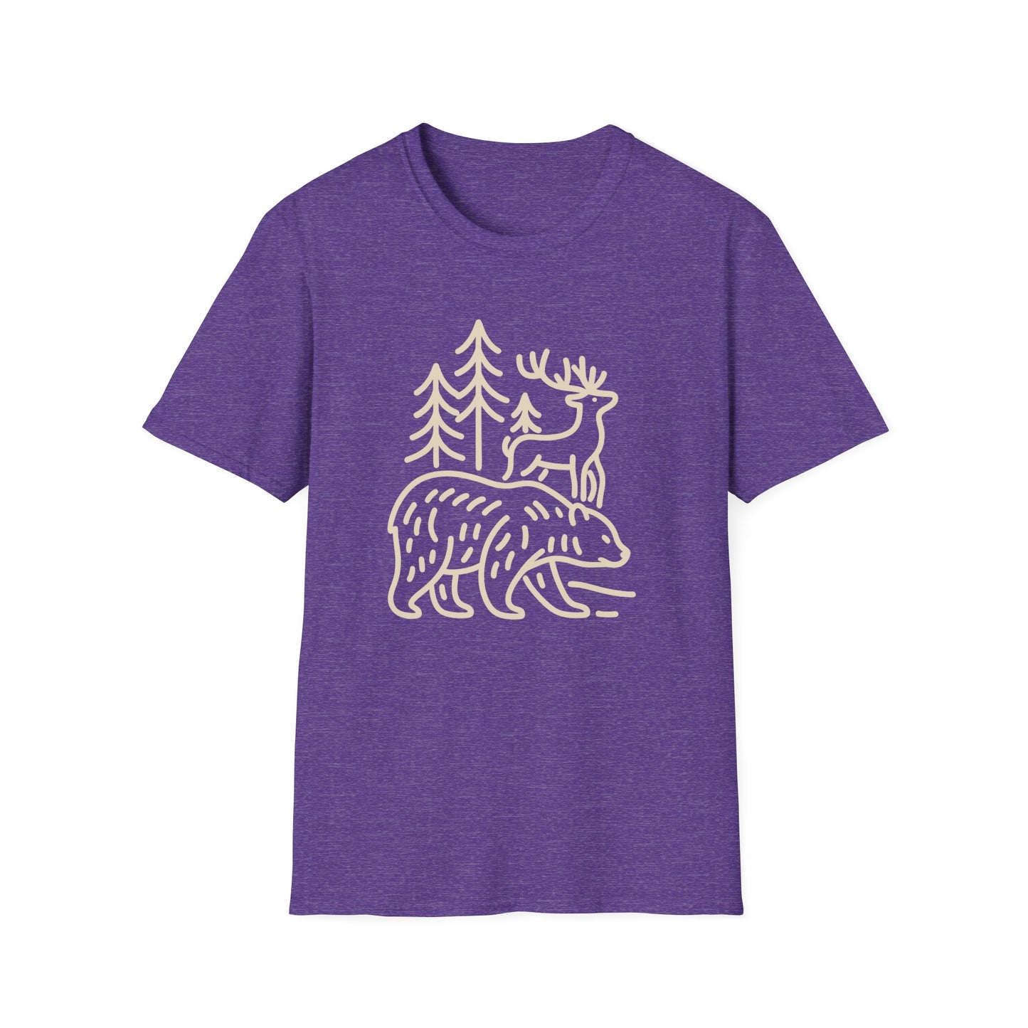 Deer, Bear, Nature, Hiking Wild Animal Graphic Tee for Outdoor Lovers