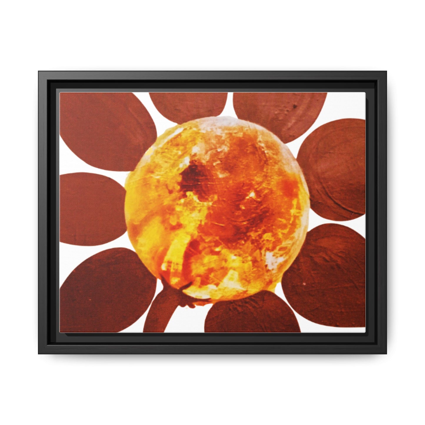 Framed Flower Canvas 1960s Original Art Print - "Sol, Cradle of Life"