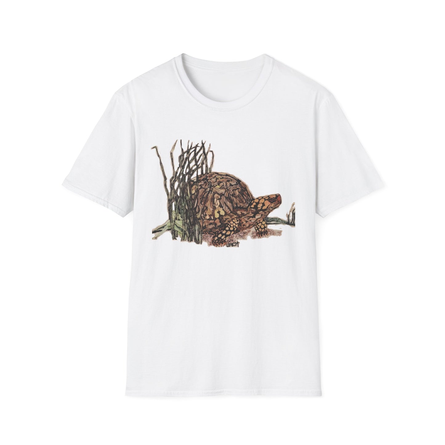 Custom Pen and Ink Artwork, Nature Scene Tee-Shirt - "Turtle Run"