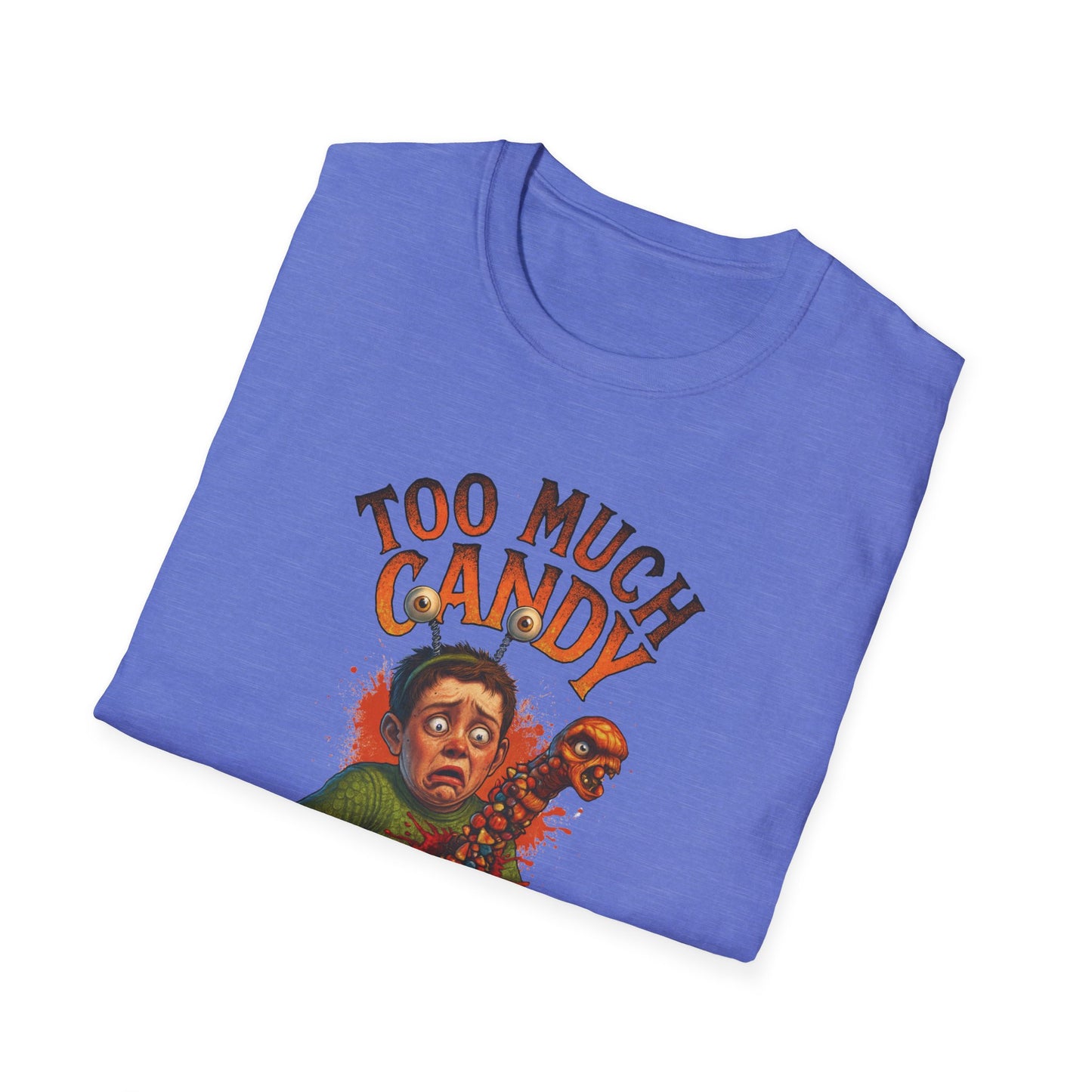 Halloween Alien Chest Buster "Too Much Candy" Graphic Tee Shirt