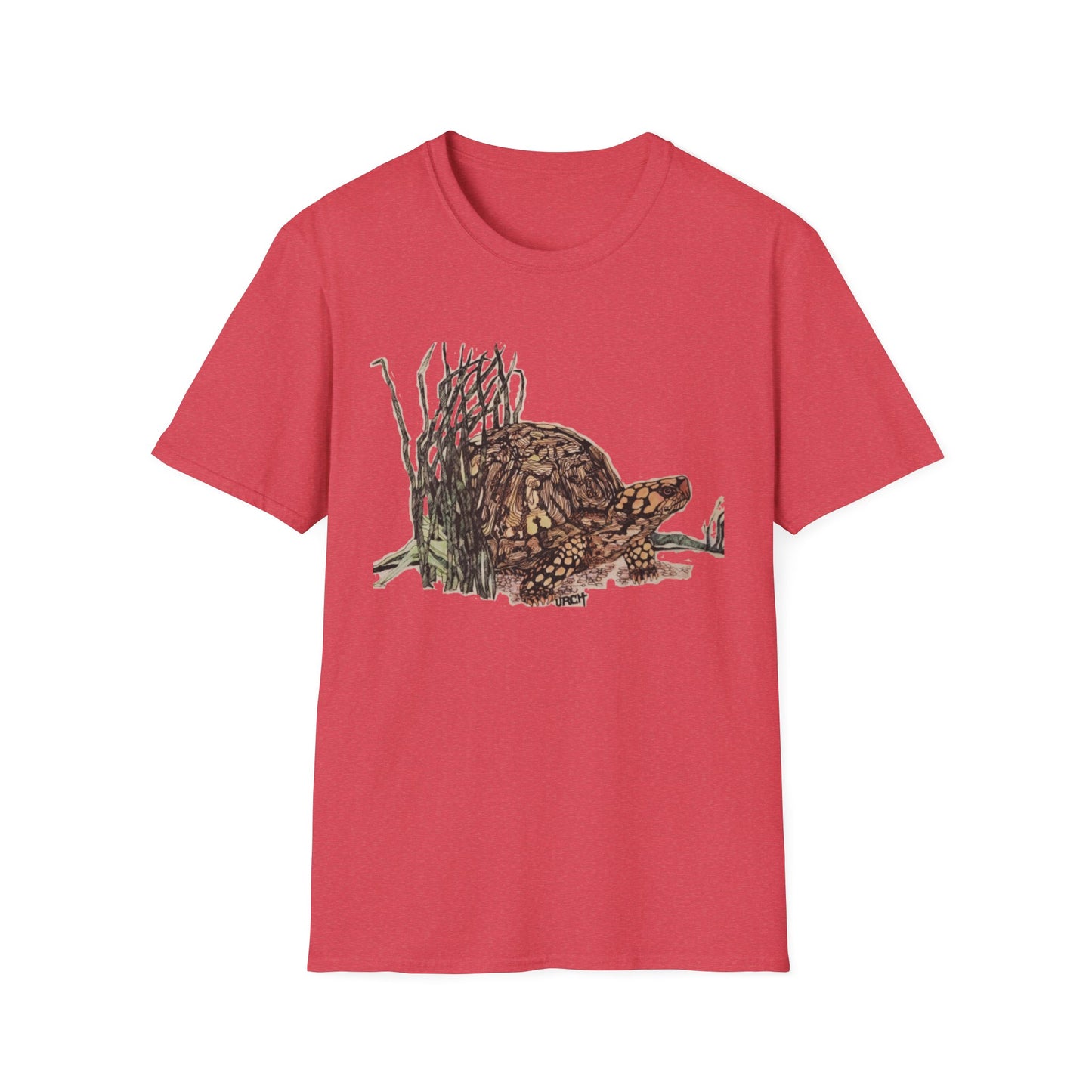 Custom Pen and Ink Artwork, Nature Scene Tee-Shirt - "Turtle Run"