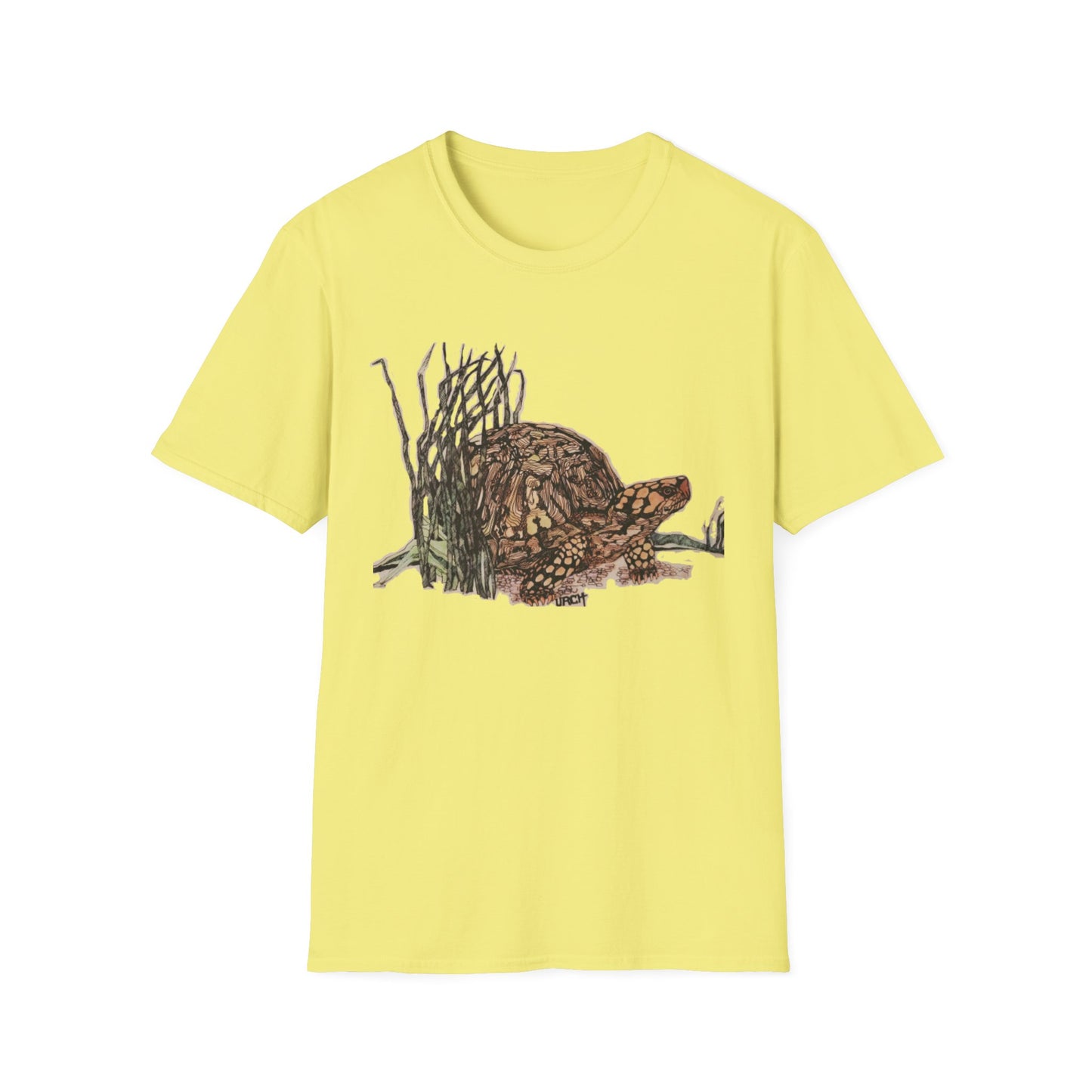 Custom Pen and Ink Artwork, Nature Scene Tee-Shirt - "Turtle Run"