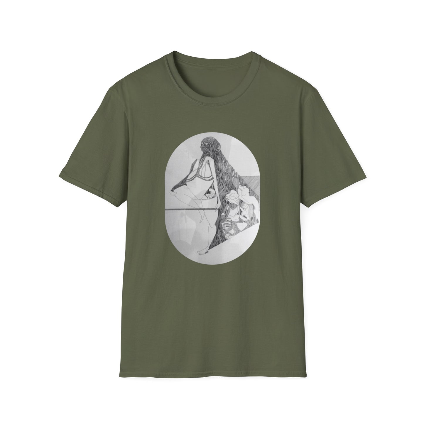 Creative and Whimsical 1960s Pen and Ink Art Tee- "Runes of Regret"