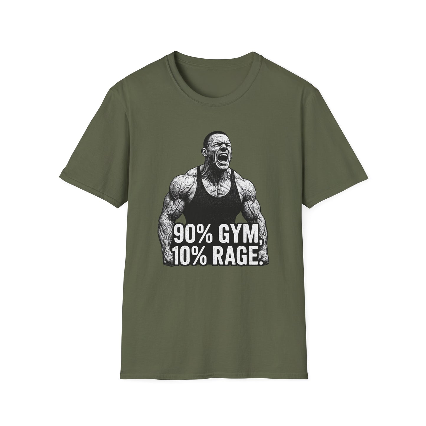 Grit Forge Athletics - "90% Gym, 10% Rage" Men's Bodybuilding Tee-Shirt