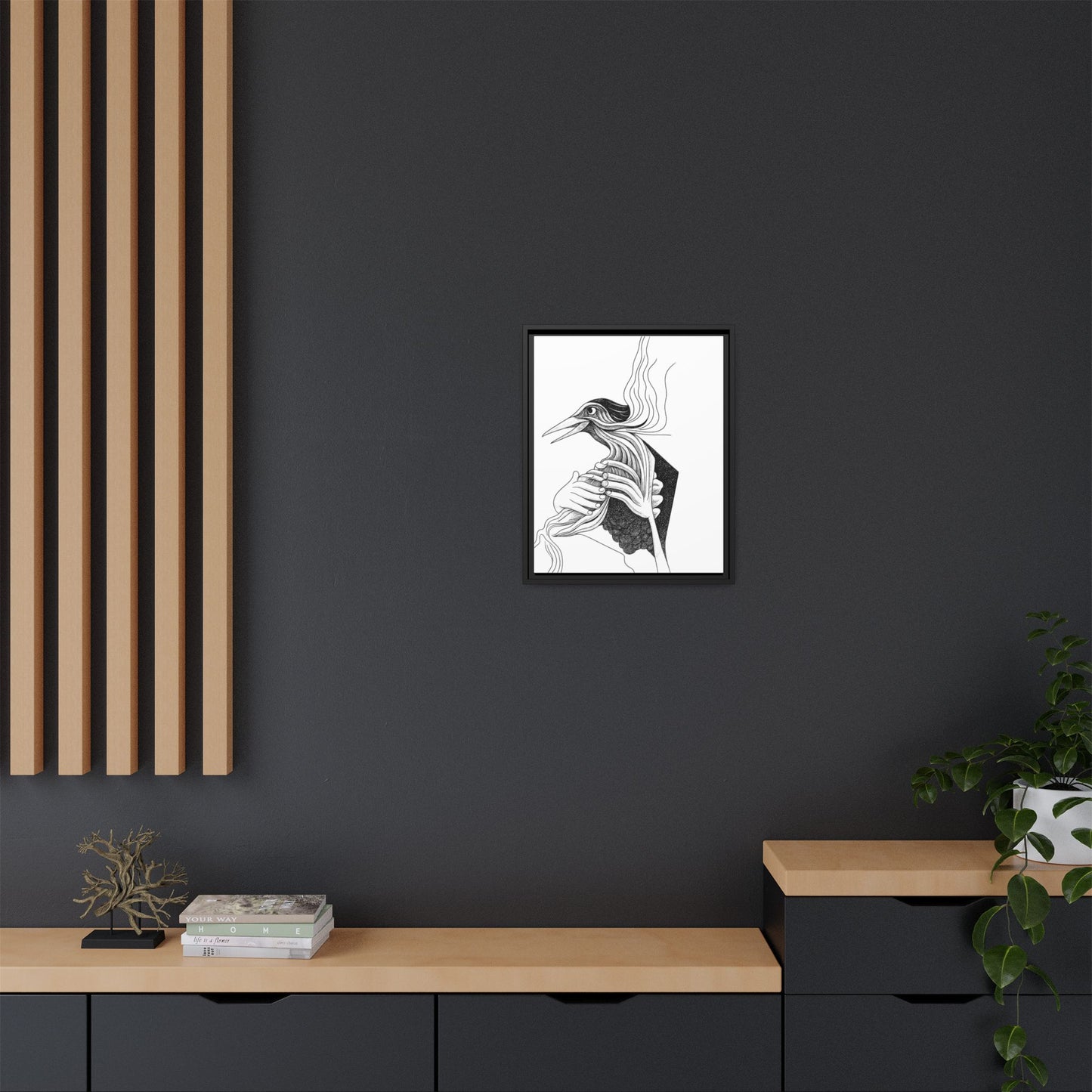 Original 1960s-Era Pen and Ink Print - "Loki's Featherbed"