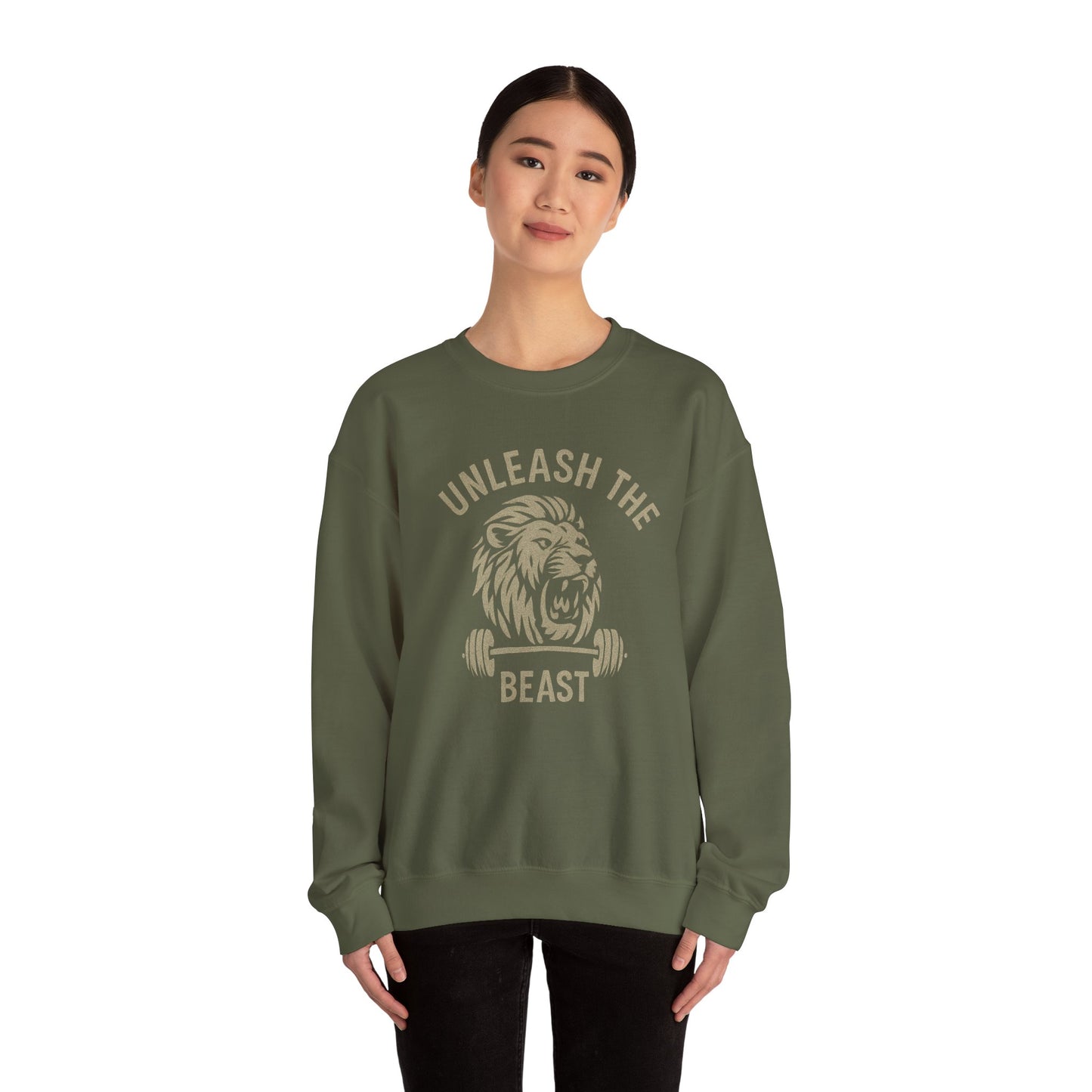 Grit Forge Athletics - Unleash the Beast Motivational Crewneck Sweatshirt