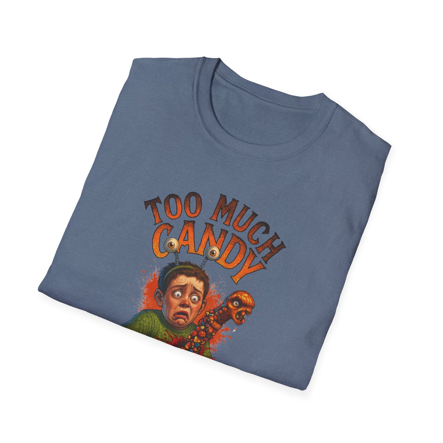 Halloween Alien Chest Buster "Too Much Candy" Graphic Tee Shirt