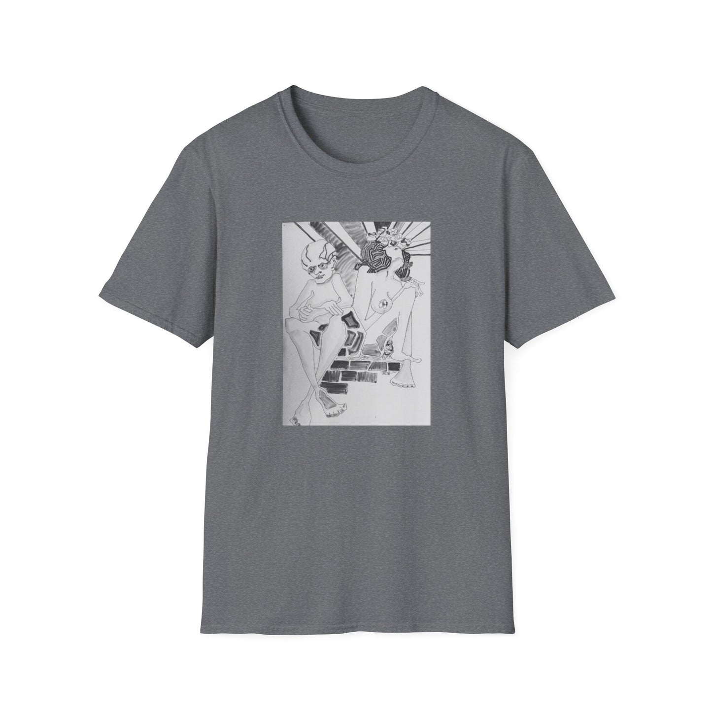 Authentic 1960s Pen and Ink Graphic Tee-Shirt - "Quest for a Smile"