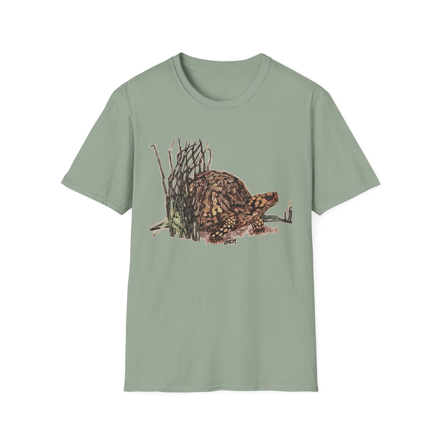 Custom Pen and Ink Artwork, Nature Scene Tee-Shirt - "Turtle Run"