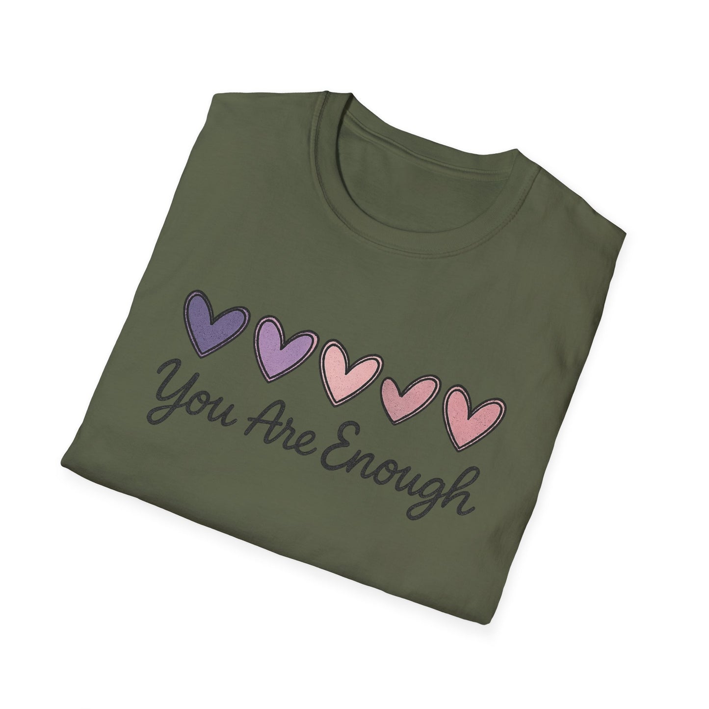 "You Are Enough" Hearts Graphic Women's Softstyle T-Shirt