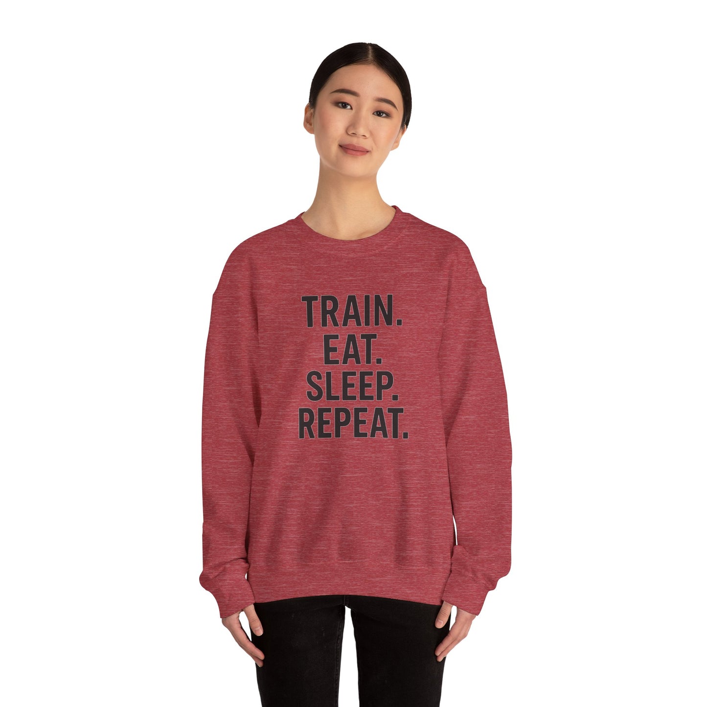 Grit Forge Athletics - "Train. Eat. Sleep. Repeat." Motivational Crewneck Sweatshirt