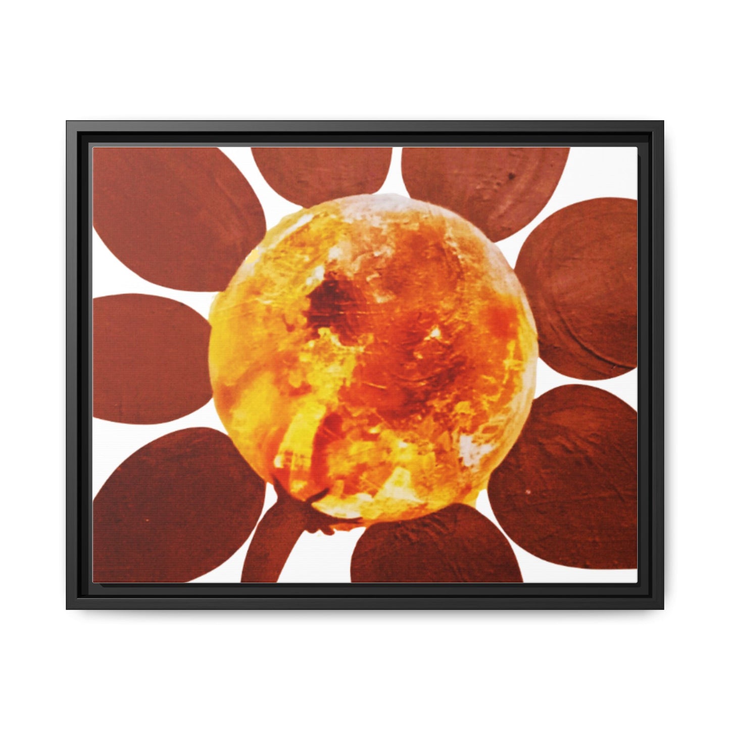 Framed Flower Canvas 1960s Original Art Print - "Sol, Cradle of Life"