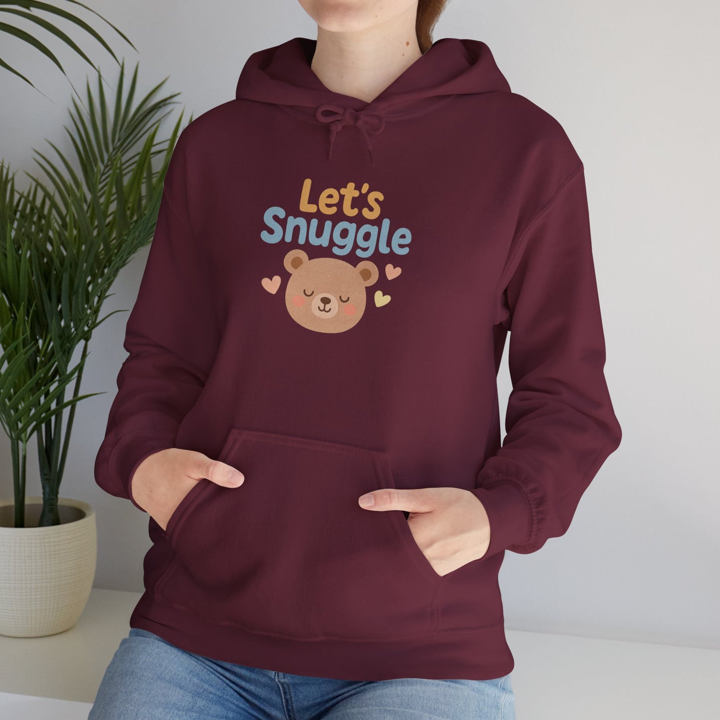 "Let's Snuggle" Hooded Bear Cozy Sweatshirt