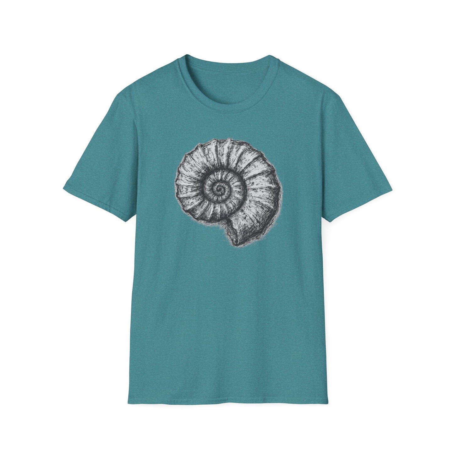 Ammonite Fossil-Inspired Graphic Tee-Shirt