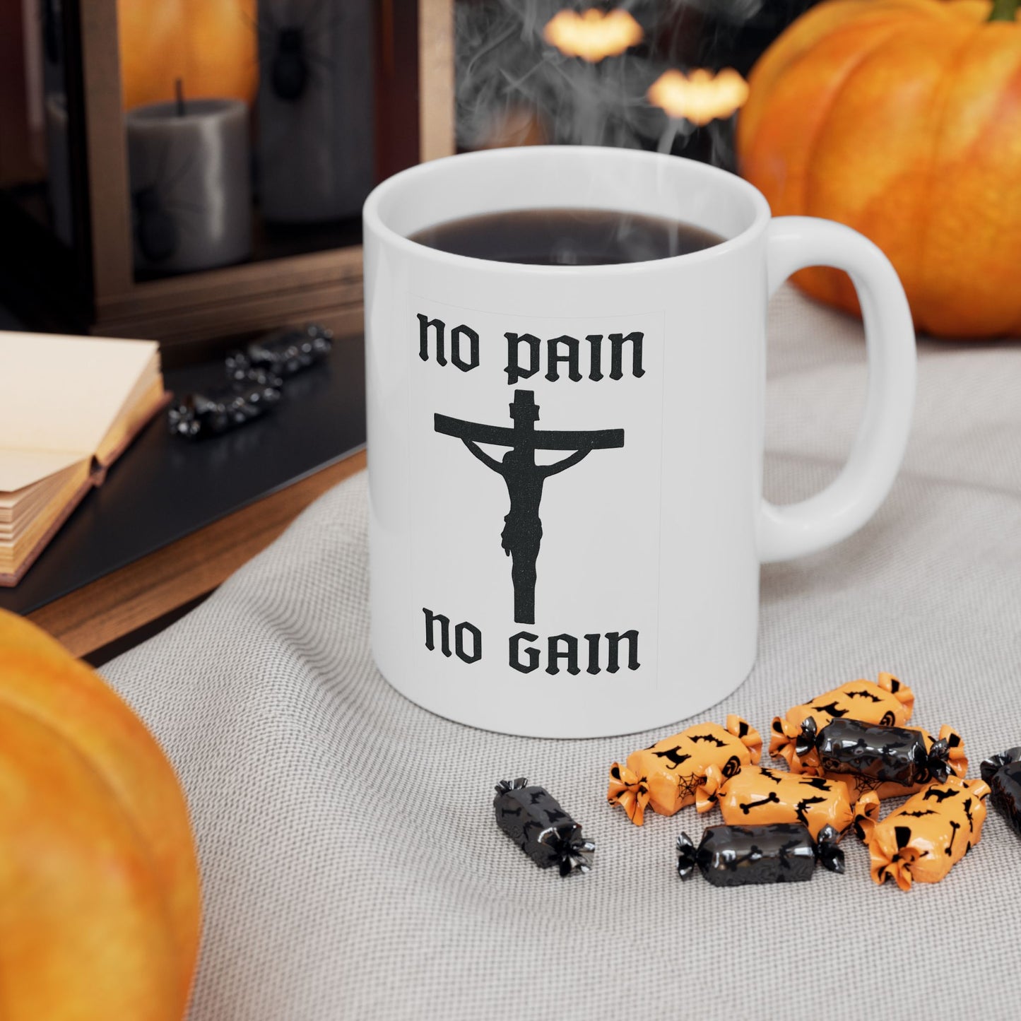 No Pain, No Gain Christian Coffee Mug - His Pain Freed Us