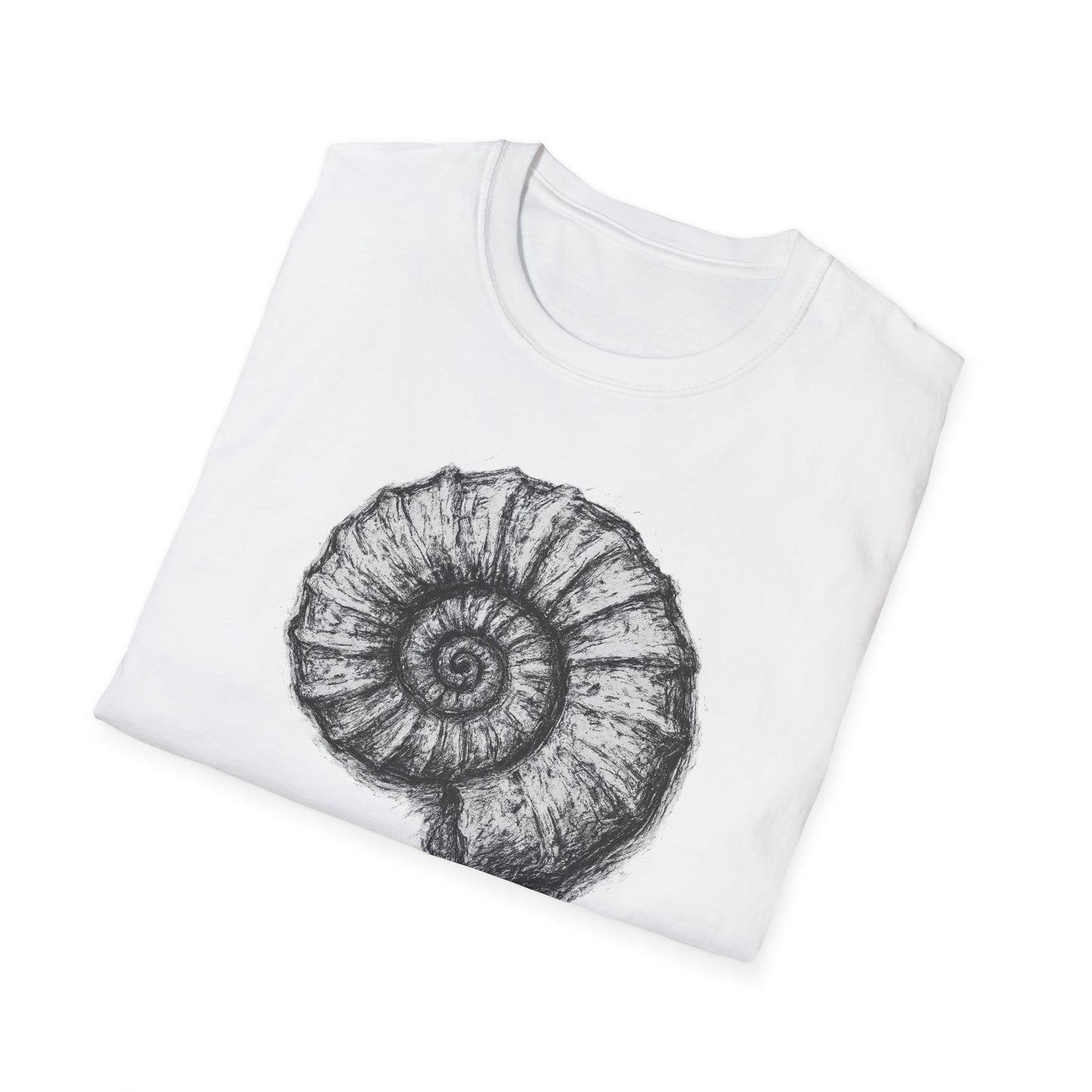 Ammonite Fossil-Inspired Graphic Tee-Shirt