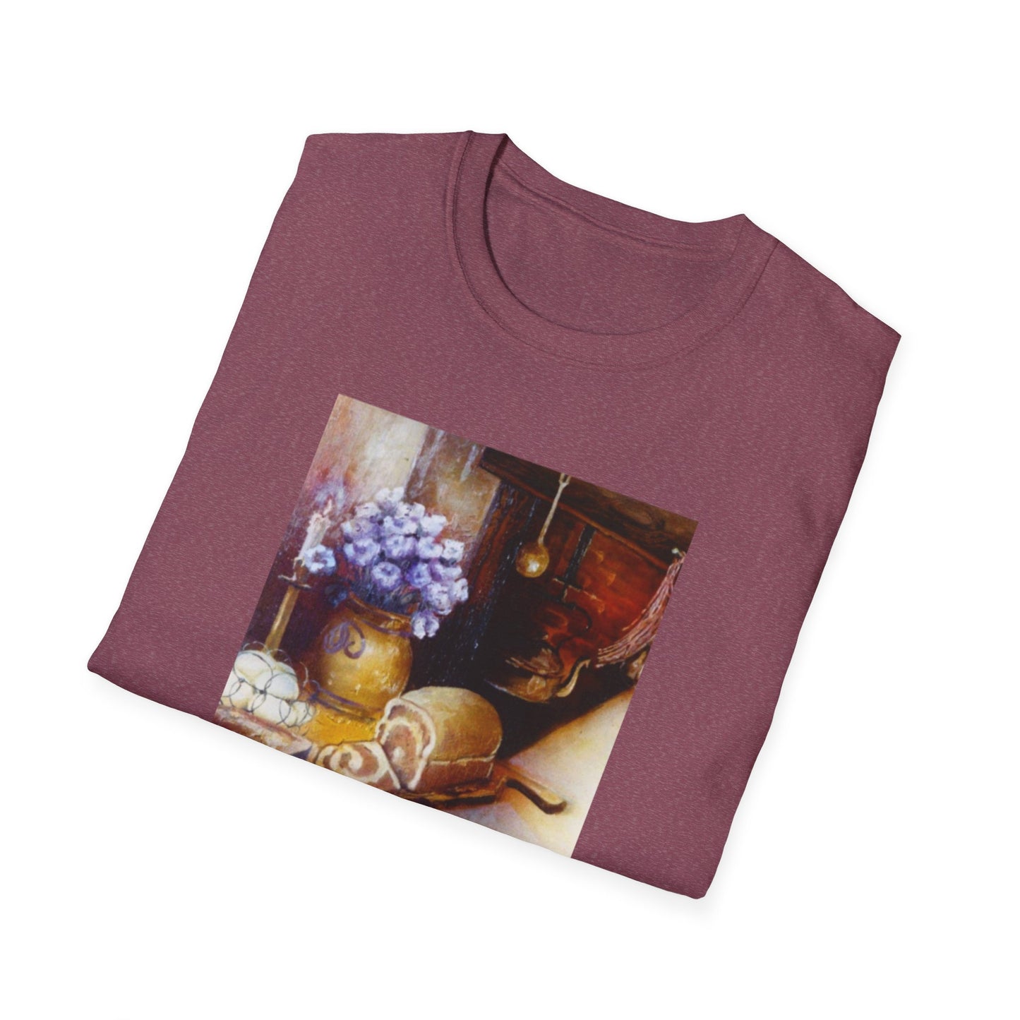 Charming 1960s-Era Original Art Tee Shirt - "Countryside Hearth"