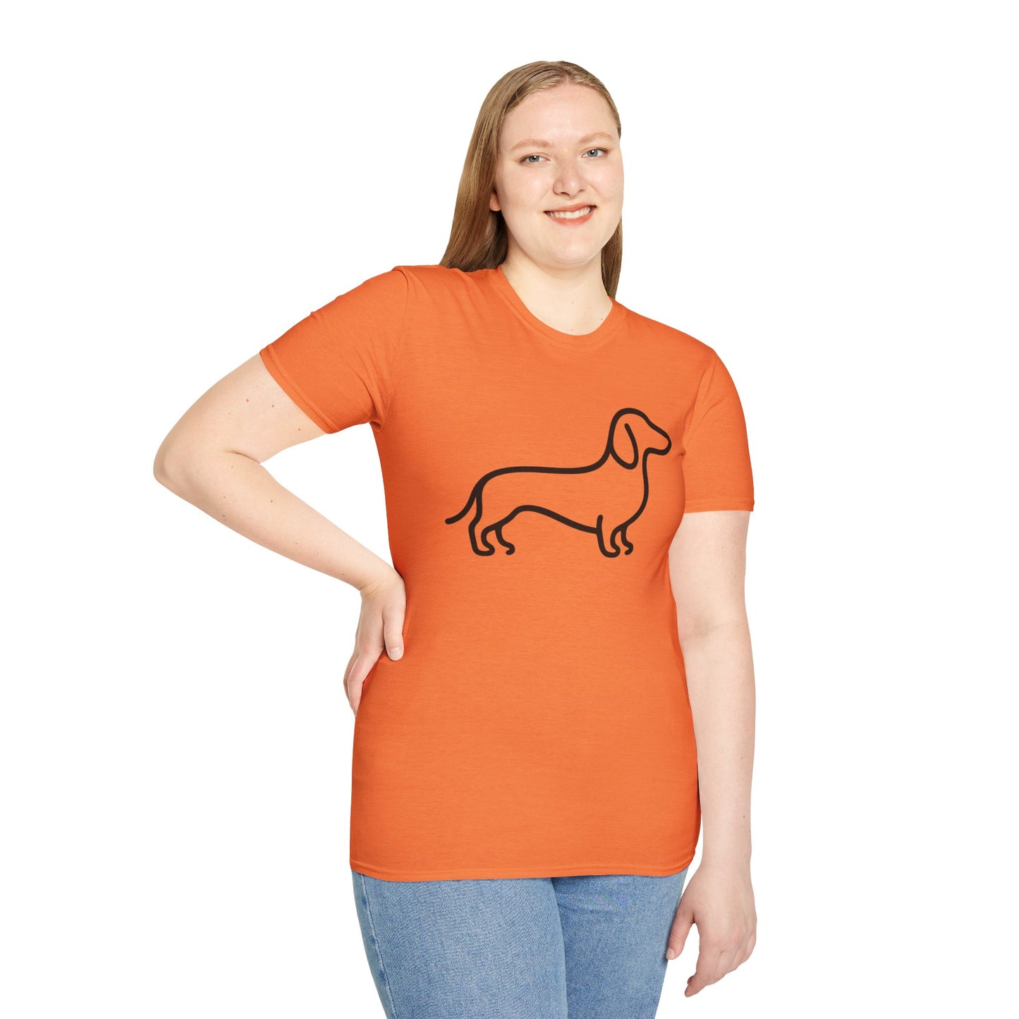 Dachshund Outline Softstyle T-Shirt for Dog Lovers
