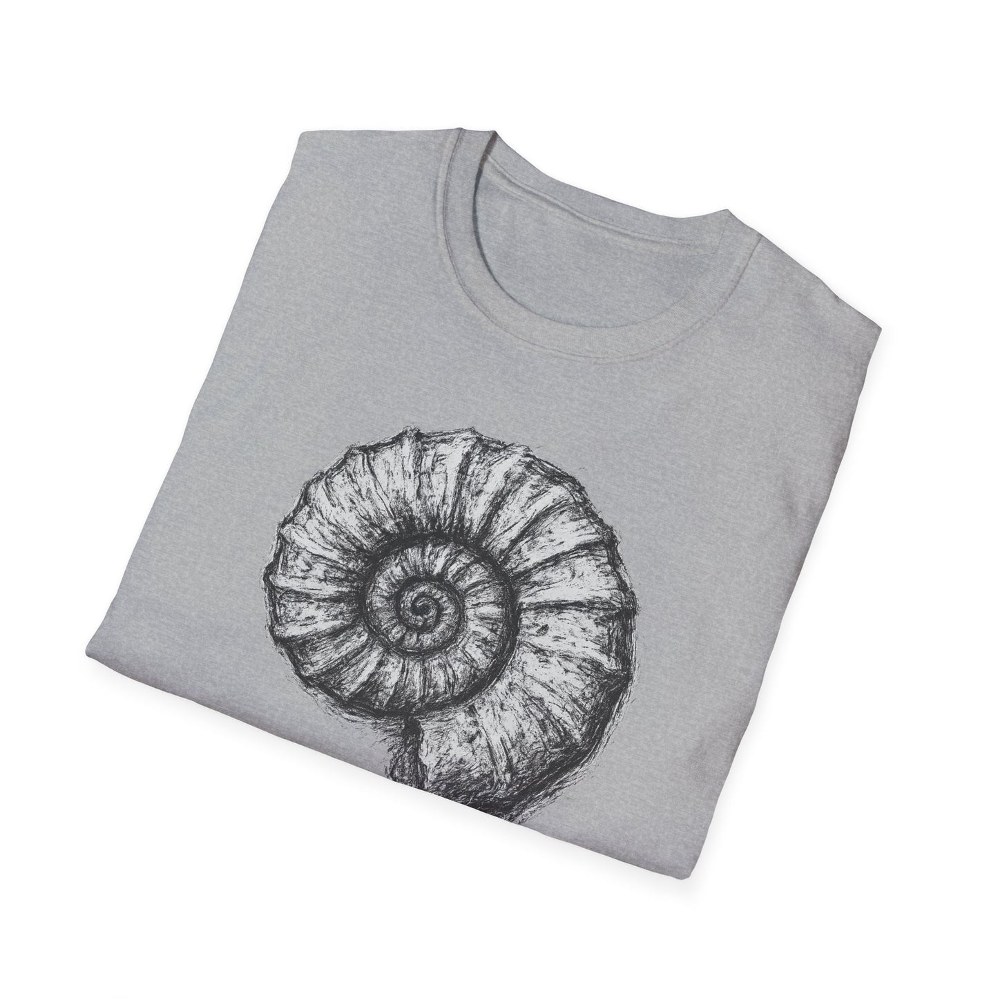 Ammonite Fossil-Inspired Graphic Tee-Shirt
