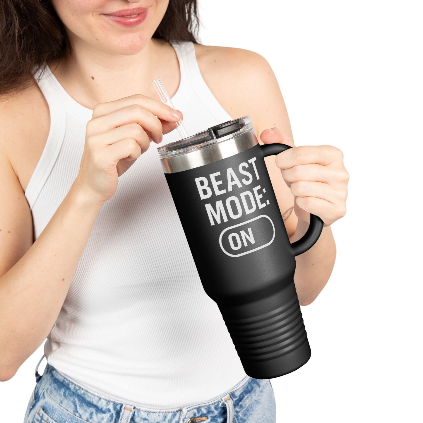 Grit Forge Athletics - Beast Mode Insulated Travel Mug | 40oz Motivational Cup for Gym Lovers, Coffee, Fitness, Sports, Adventure, Gifts
