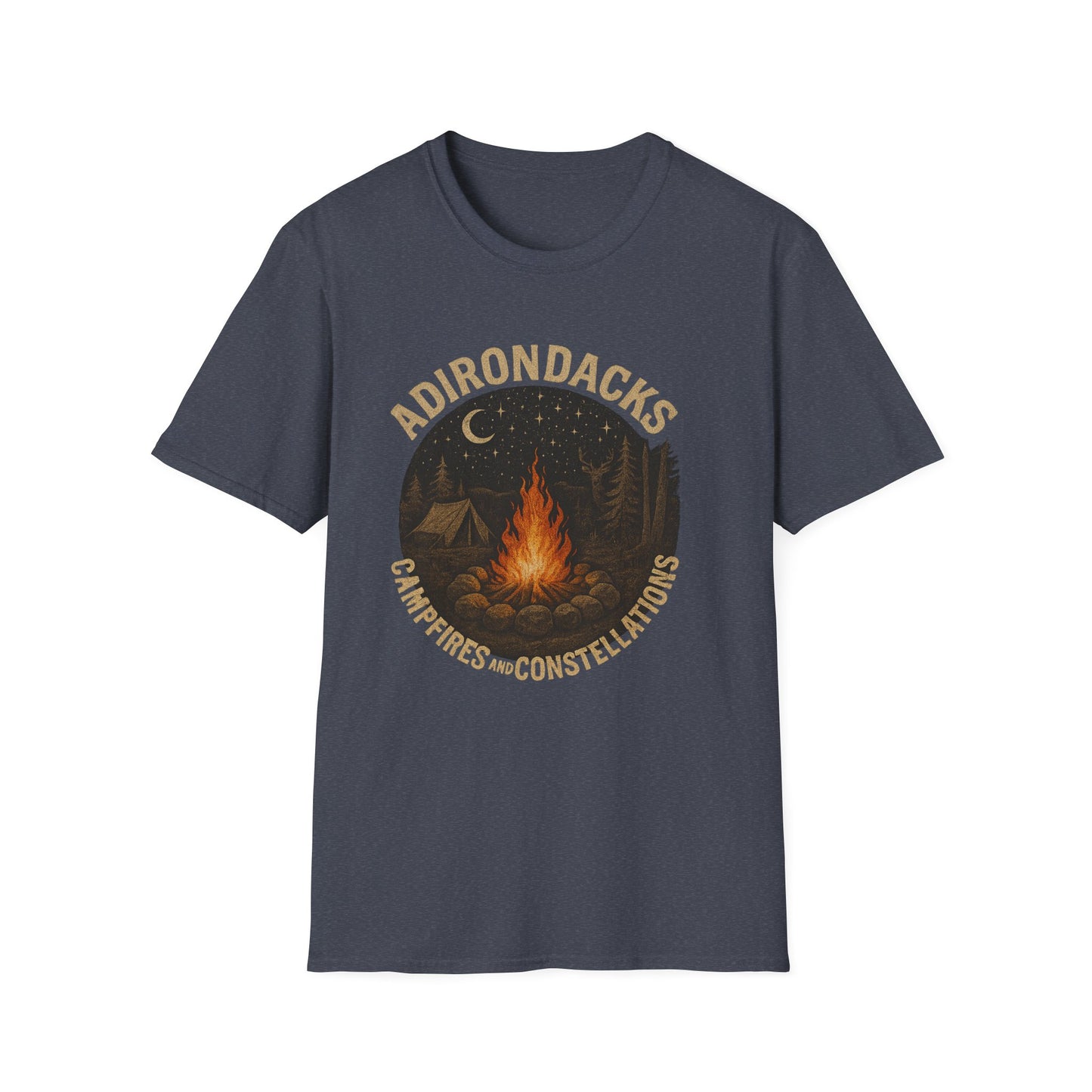 Adirondacks Outdoorsman Softstyle Tee-Shirt - "Campfires and Constellations"