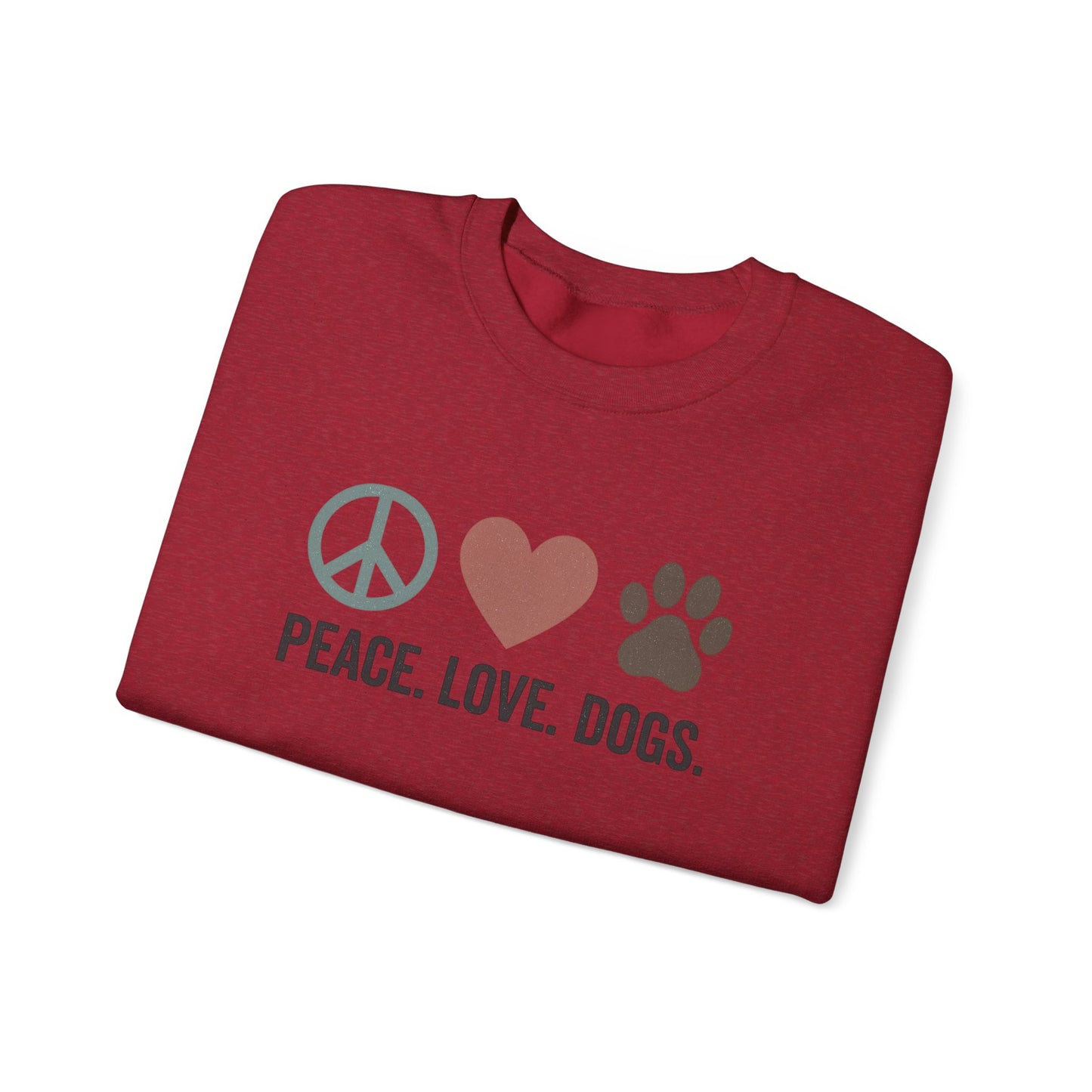 "Peace Love Dogs" Cozy Pet Lover's Crewneck Sweatshirt