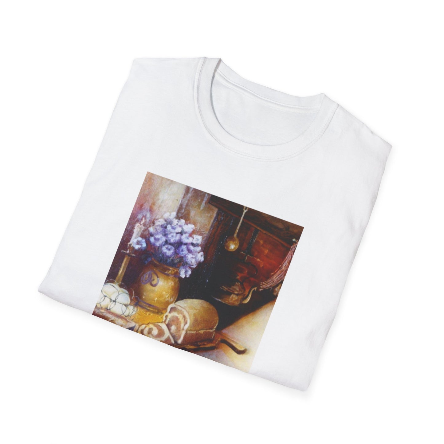 Charming 1960s-Era Original Art Tee Shirt - "Countryside Hearth"