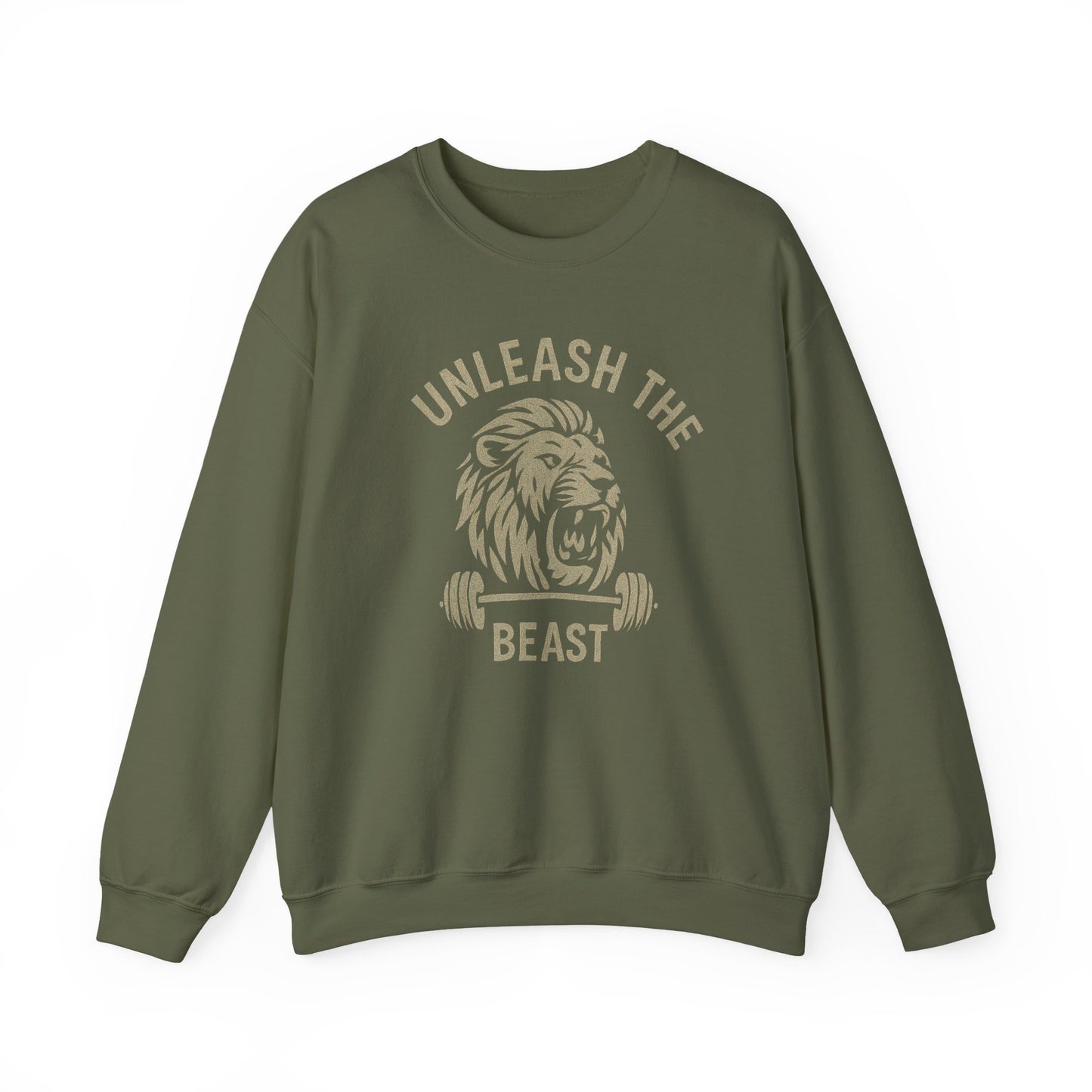 Grit Forge Athletics - Unleash the Beast Motivational Crewneck Sweatshirt