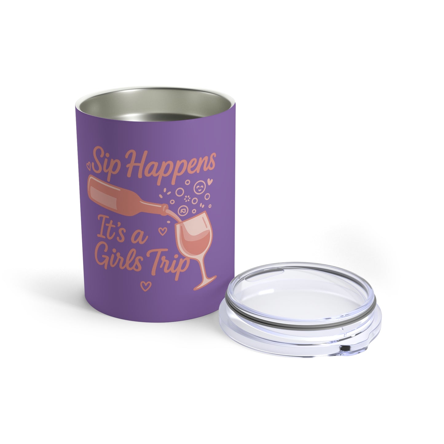 Girls Trip Tumbler, Sip Happens 10oz Stainless Steel Drinkware, Travel Mug for Friends, Fun Party Gift, Celebratory Sipware