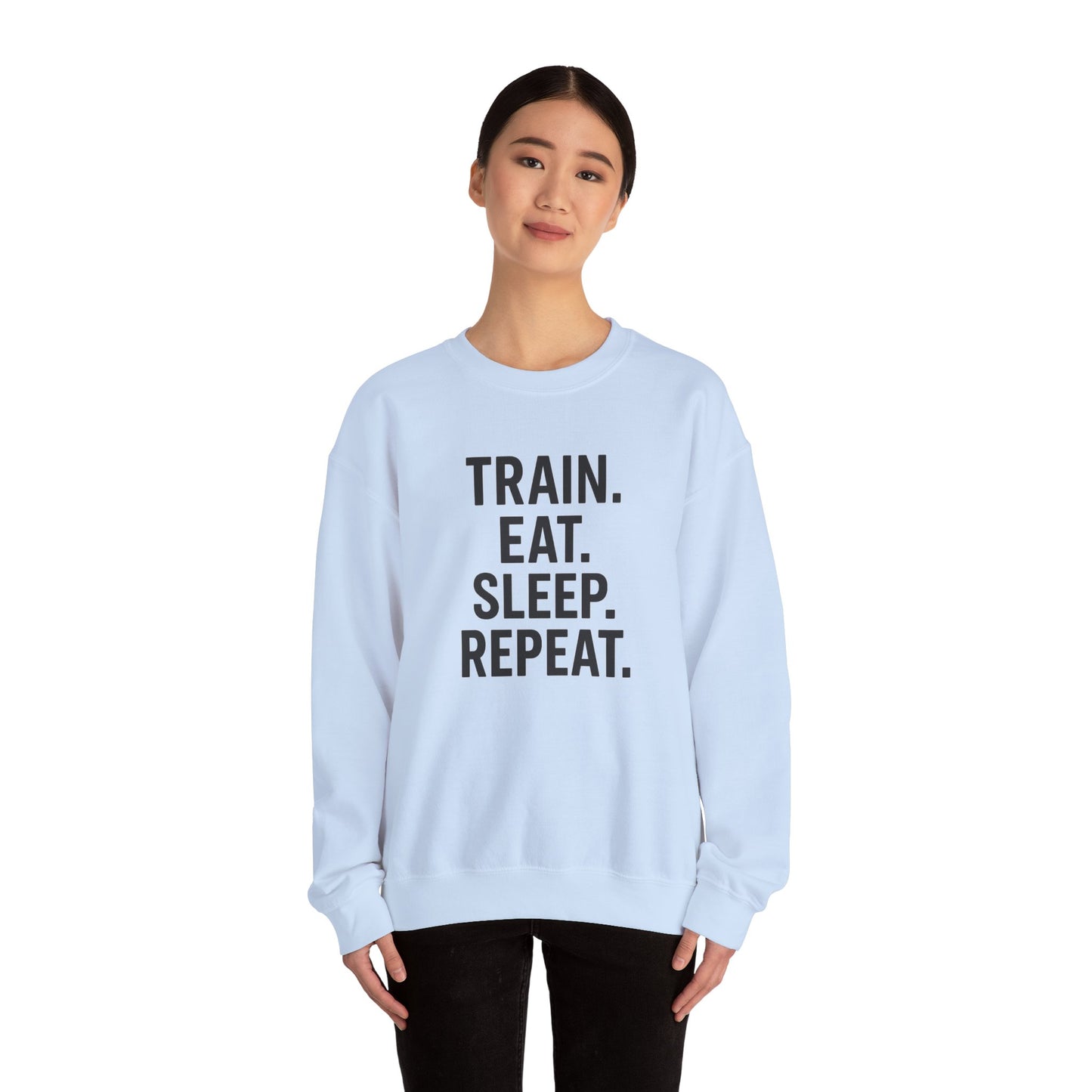 Grit Forge Athletics - "Train. Eat. Sleep. Repeat." Motivational Crewneck Sweatshirt
