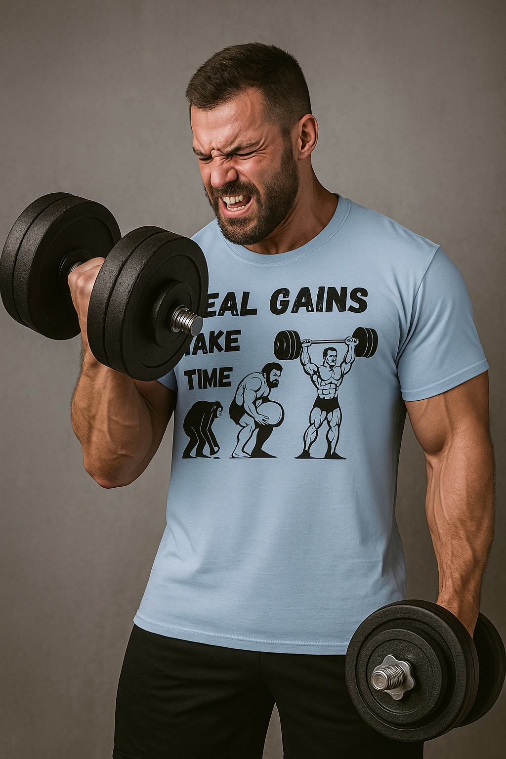Grit Forge Athletics - "Real Gains Take Time" Motivational Tee