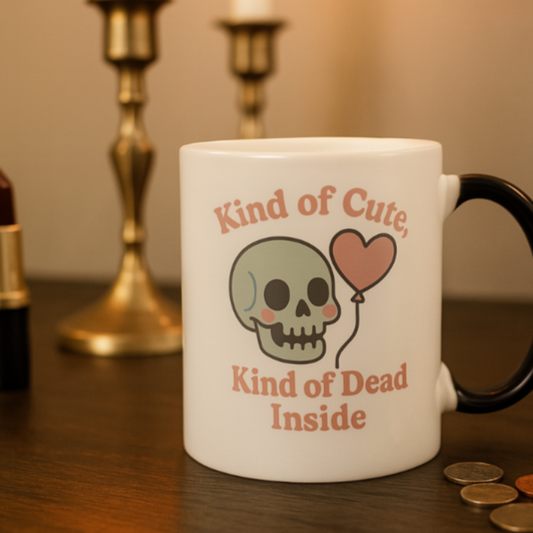 Kinda Cute, Kinda Dead Inside - Cute Color Morphing Mug for Gifts, Fun Coffee Cup, Unique Drinkware, Kawaii Character Mug, Perfect for Valentine's Day, Birthday