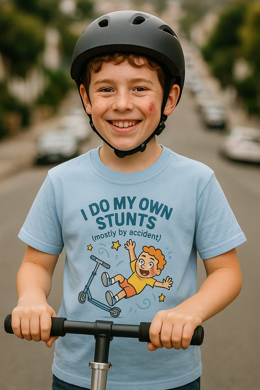 KIDS' "I Do My Own Stunts" Whimsical T-Shirt for Boys