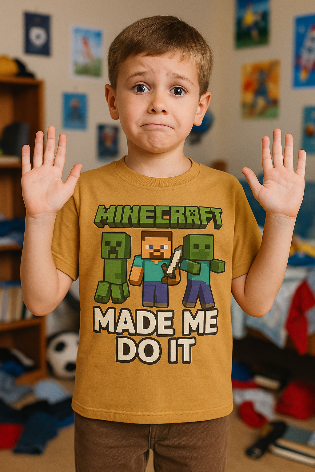 KIDS' Minecraft Tee - "Minecraft Made Me Do It"