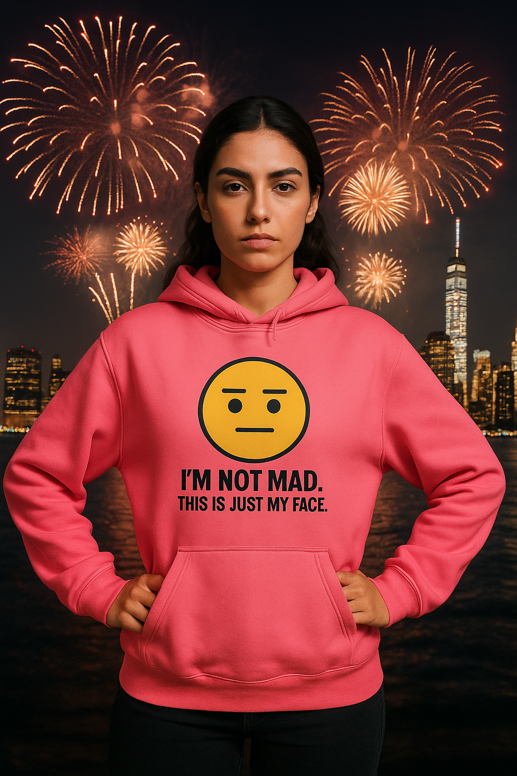 "I'm Not Mad, That's Just My Face" Humorous Hooded Sweatshirt