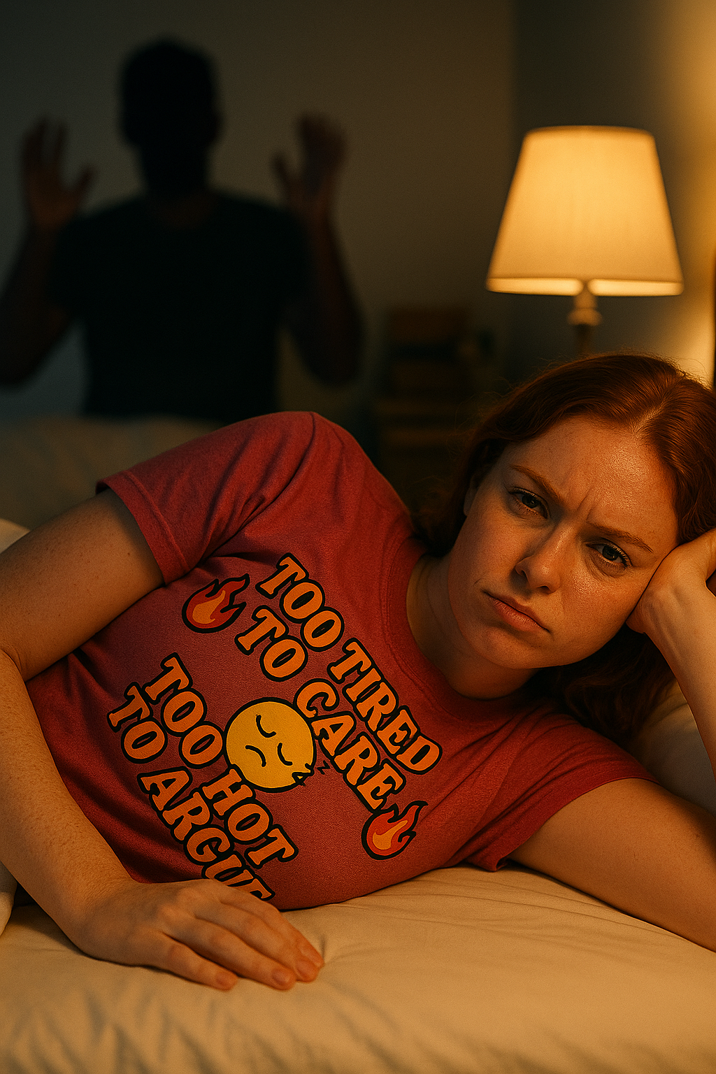 "Too Tired to Care, Too Hot to Argue" Casual Graphic Tee