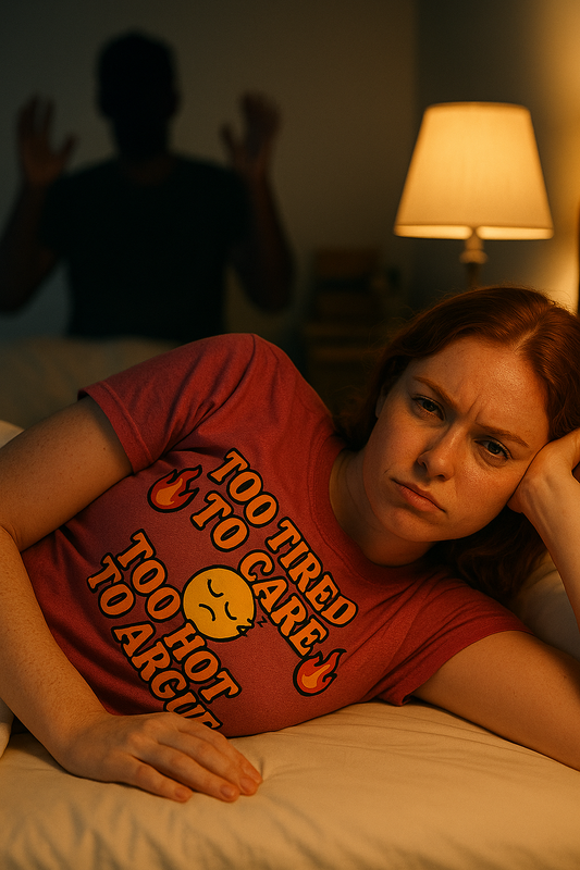 "Too Tired to Care, Too Hot to Argue" Casual Graphic Tee