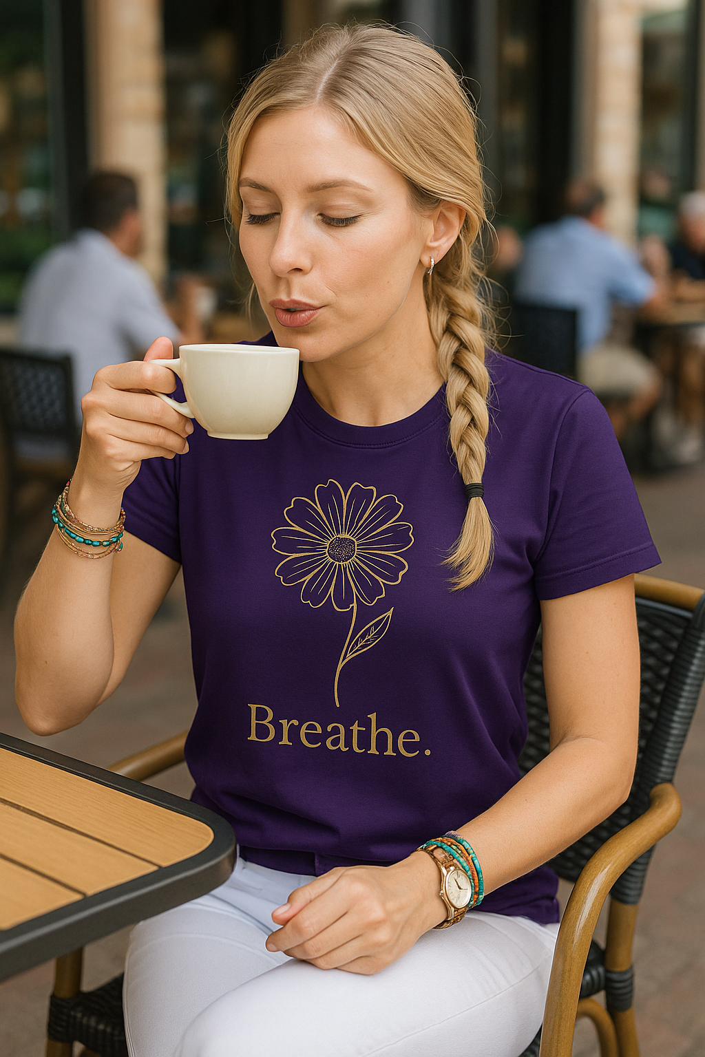 Breathe Floral Relaxed Fit Inspirational Tee-Shirt